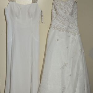 White Sleeveless Spaghetti Strap Sheath Wedding Gown